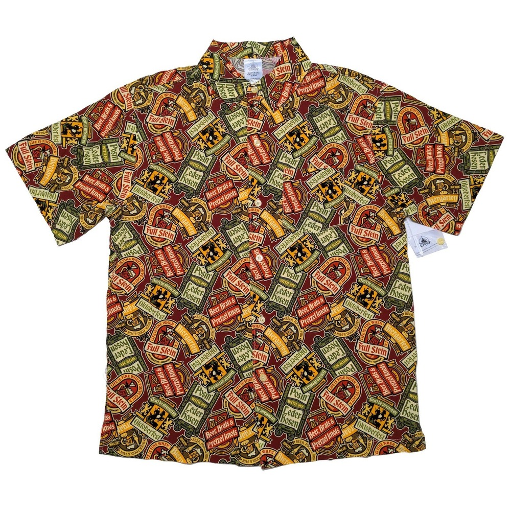DISNEY PARKS Epcot Oktoberfest Germany Hawaiian Shirt Beer Medium M ~ New
